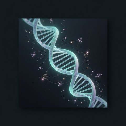 Health Research Digest — dark research UI with glowing DNA helix
